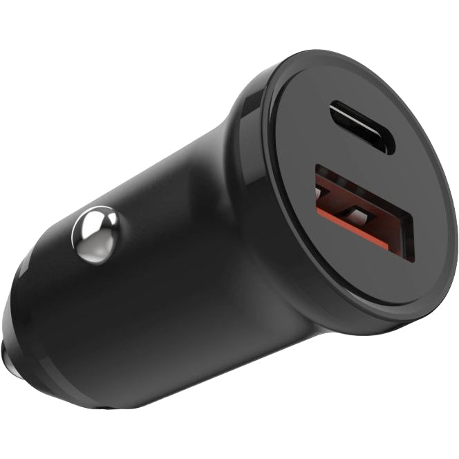 Autoladegerät mit USB-C PD und USB-A, 20W, Fixed Car Charger, Schwarz