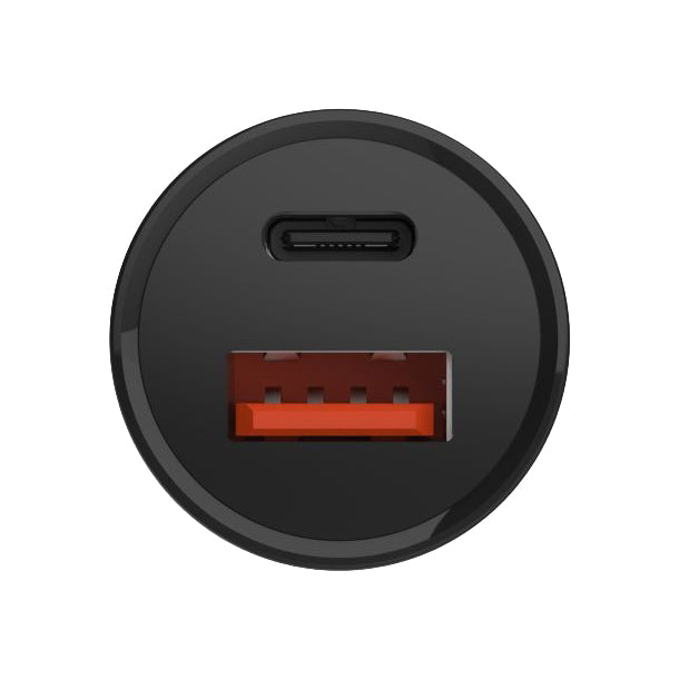 Autoladegerät mit USB-C PD und USB-A, 20W, Fixed Car Charger, Schwarz