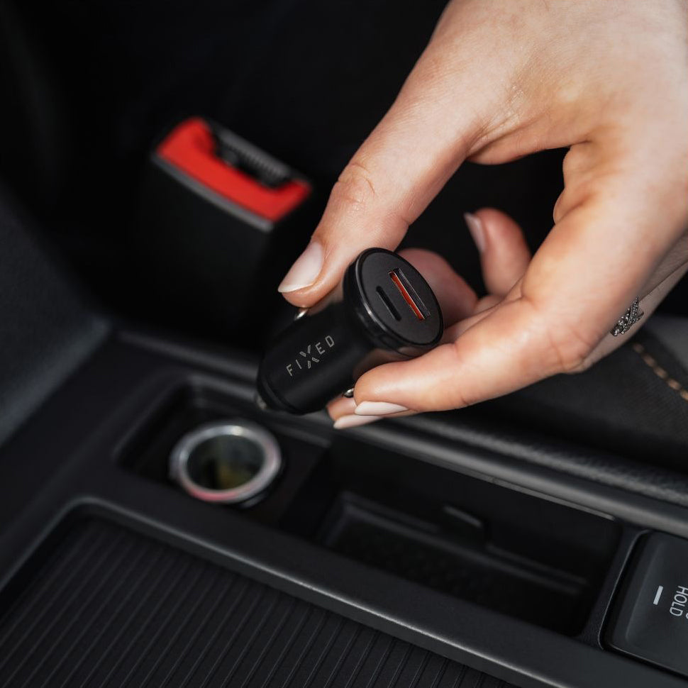 Autoladegerät mit USB-C PD und USB-A, 20W, Fixed Car Charger, Schwarz