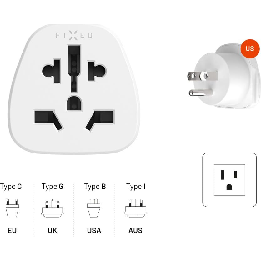 Adapter / Reisestecker Fixed World to US, Adapter Europa auf USA, Japan, 3750W, Weiß
