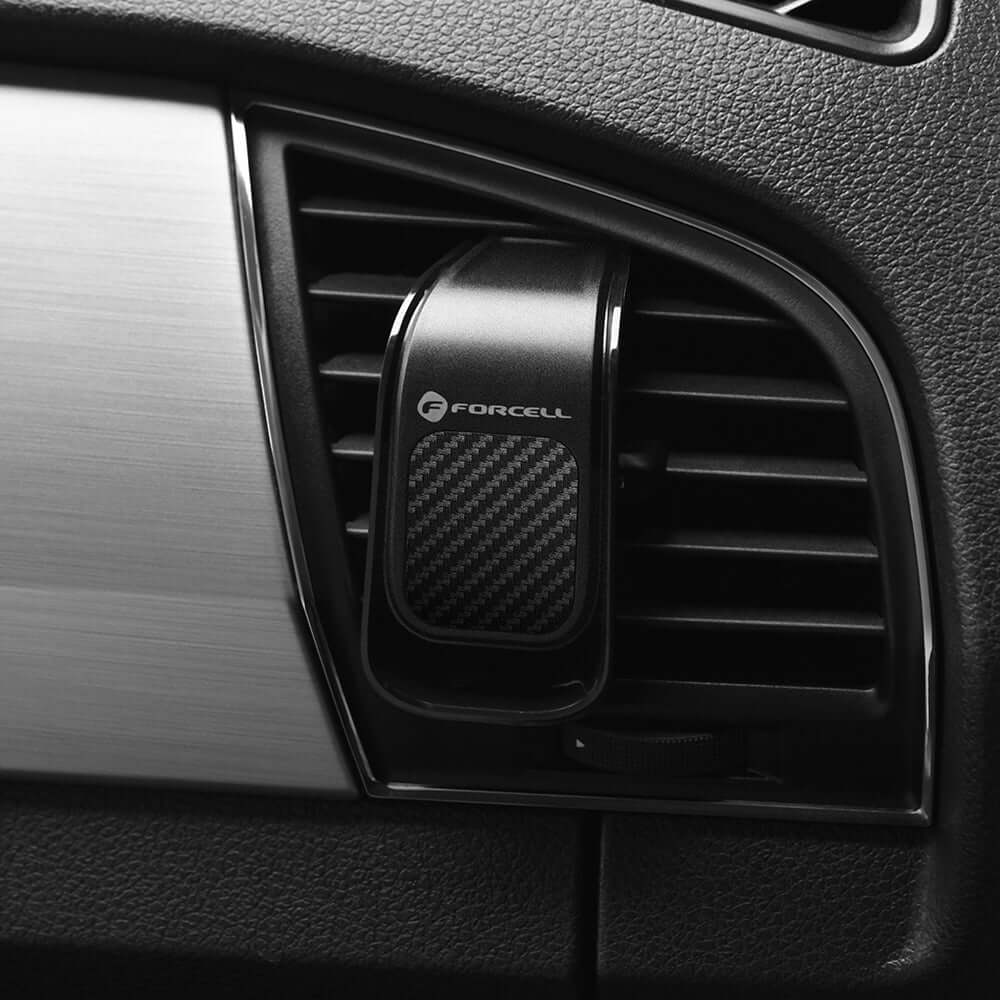 Autohalterung für Lüftungsgitter / Rundgitter, Magnetische, Forcell F-Grip Carbon B060, Schwarz