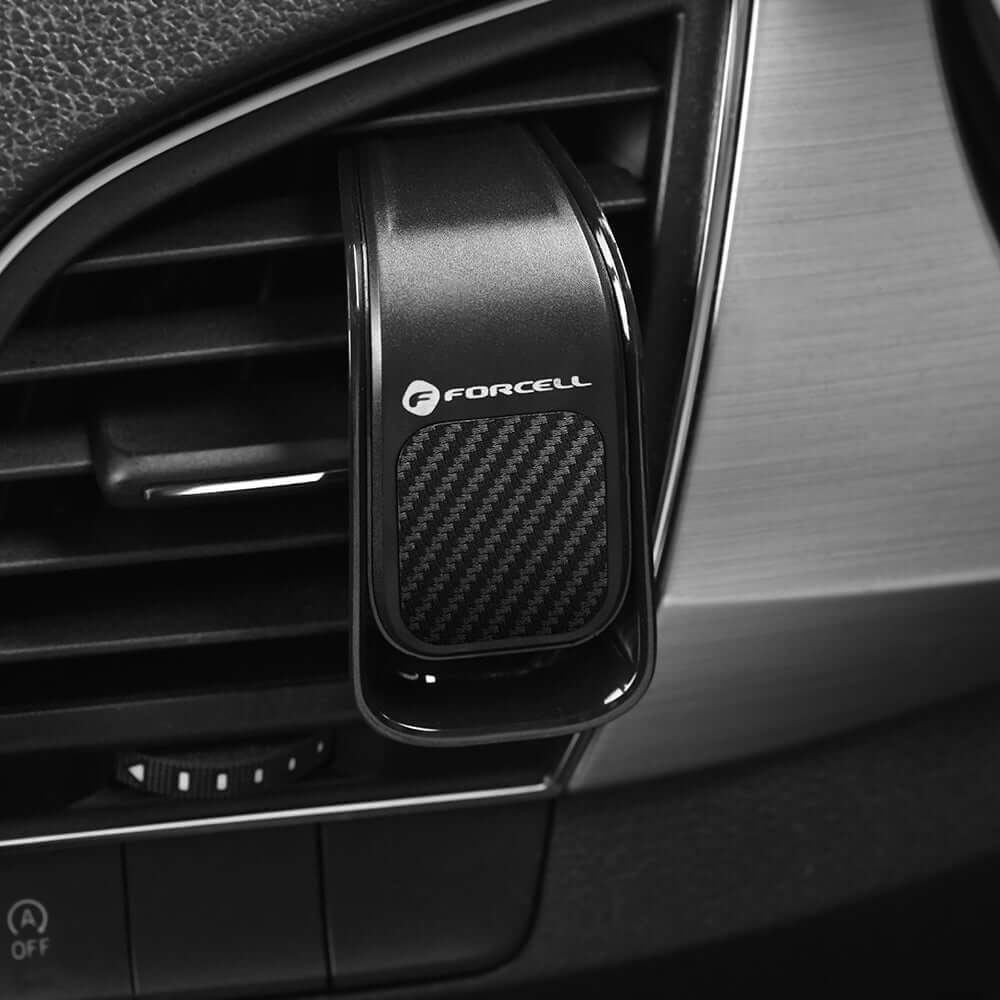 Autohalterung für Lüftungsgitter / Rundgitter, Magnetische, Forcell F-Grip Carbon B060, Schwarz
