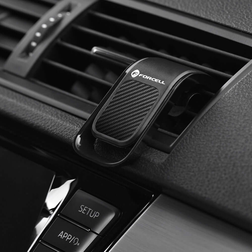 Autohalterung für Lüftungsgitter / Rundgitter, Magnetische, Forcell F-Grip Carbon B060, Schwarz