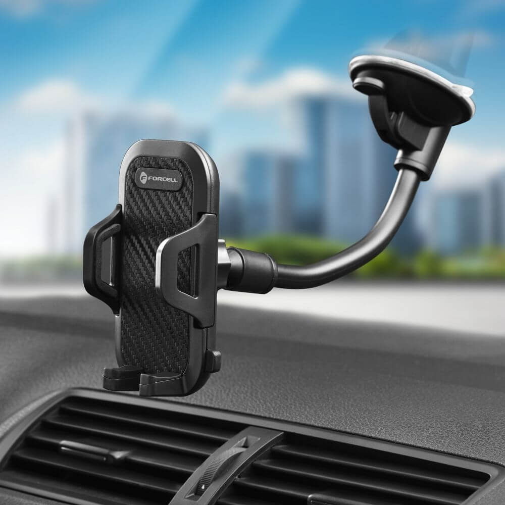 Autohalterung für Windschutzscheibe, Forcell F-Grip Carbon Bracket A150, Schwarz