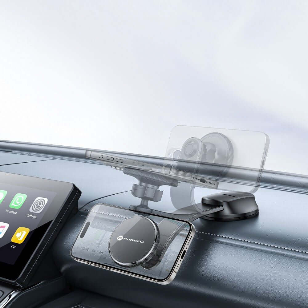 Autohalterung für Windschutzscheibe und Armaturenbrett, Magnetische für MagSafe, Forcell F-Grip MagFlex, Schwarz