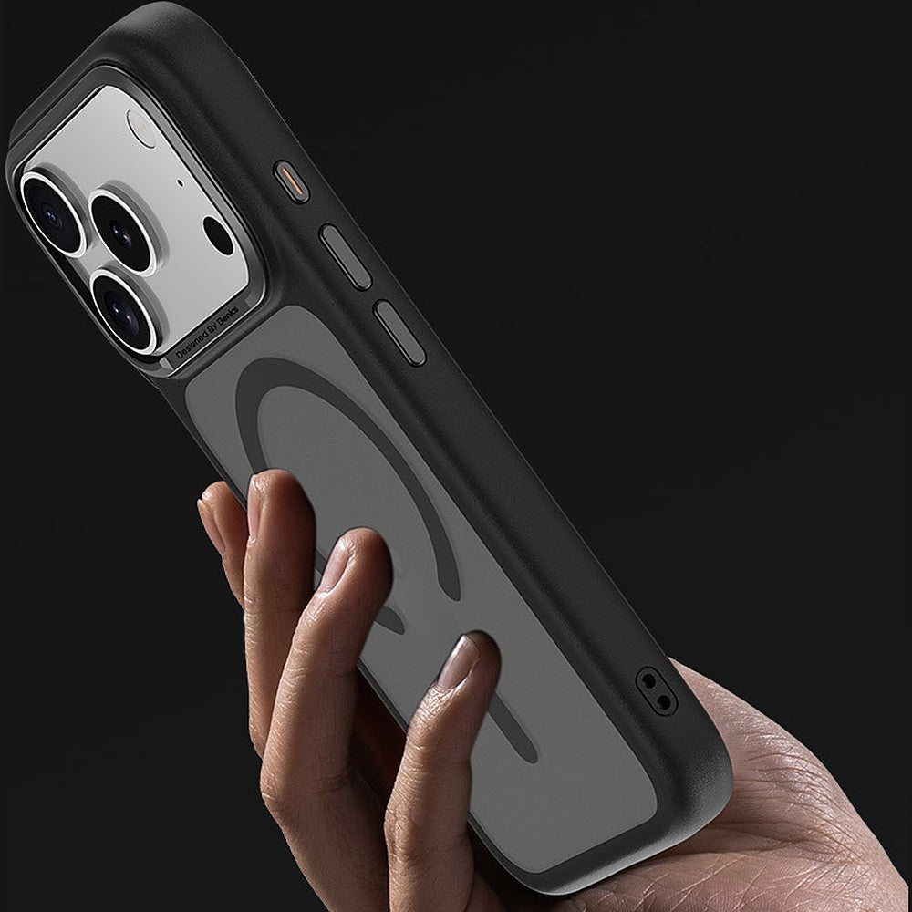 Handyhülle für iPhone 17 Pro, Benks Magnetic Mist Metal Frame, Orange