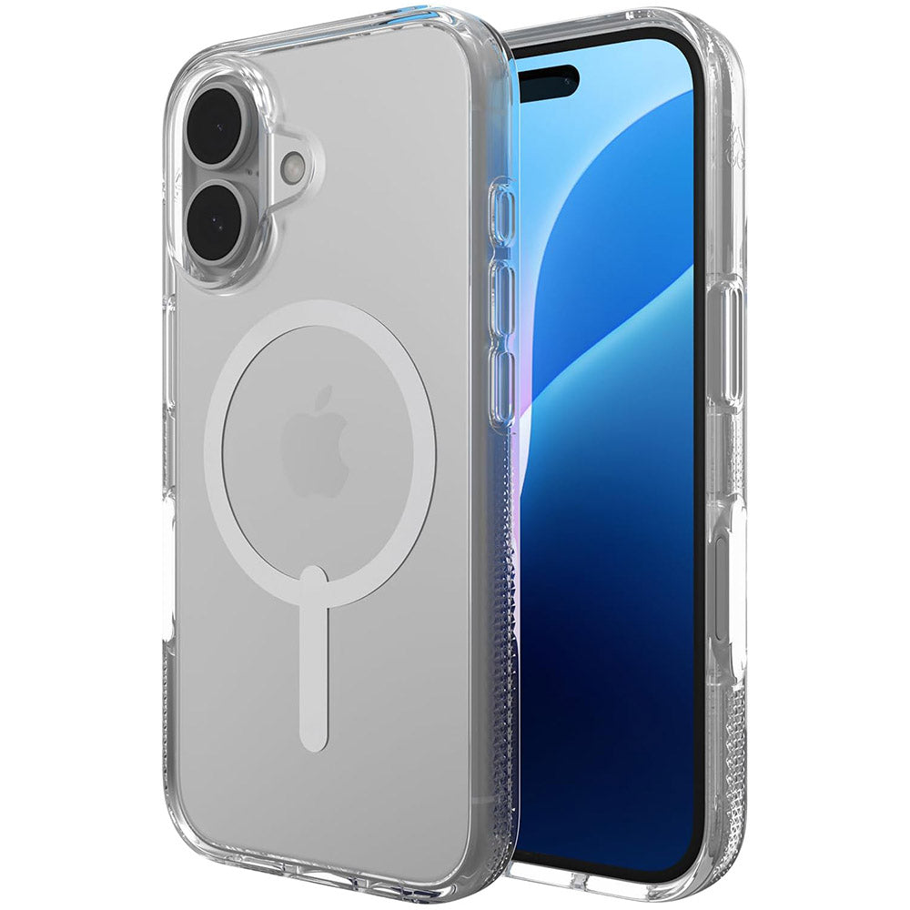 Schutzhülle für iPhone 16, Zagg Gear4 Crystal Palace Snap, für MagSafe, Transparent und Weiß