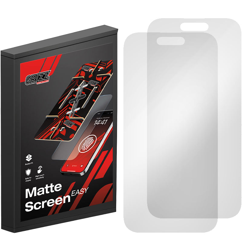 Matte Bildschirmfolie für iPhone 15 Pro, Grizz MatteScreen Easy mit Applikator, 2 Stück