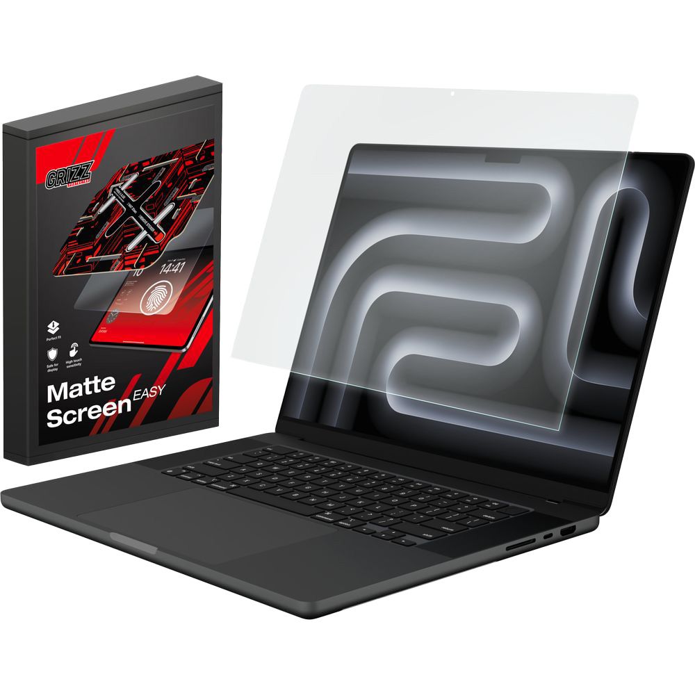 Bildschirmfolie für MacBook Pro 16" M5 Max 2026, Grizz MatteScreen Easy mit App-Rahmen
