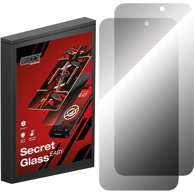 Hybrides Sichtschutzglas für iPhone 16 Pro Max, Grizz SecretGlass Easy mit Applikator, 2 Stück, Matt