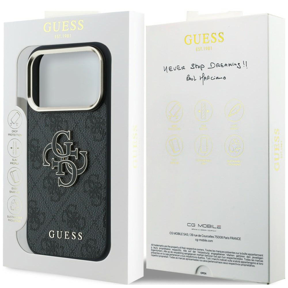 Handyhülle Guess 4G Big Resin Logo für iPhone 17 Pro / 18 Pro, Schwarz