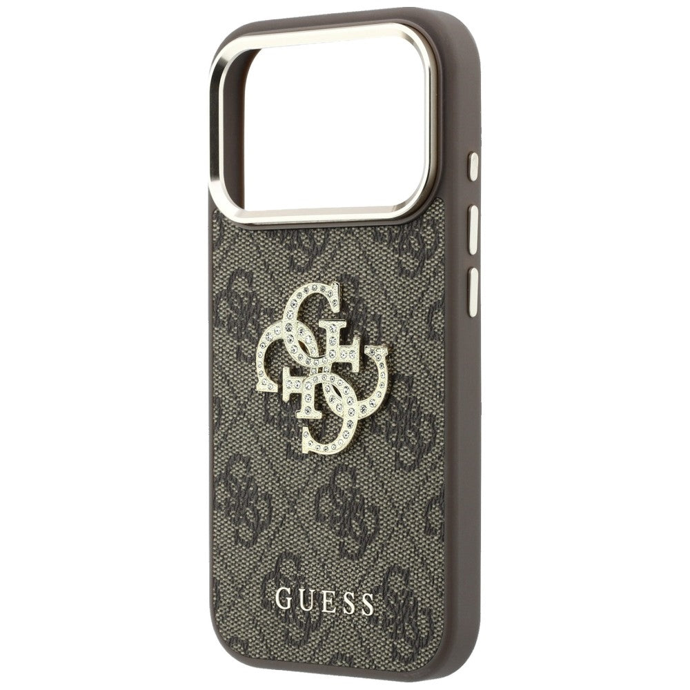 Handyhülle für iPhone 18 Pro / 17 Pro, Guess 4G Big Strass Logo 4G Classic Logo, Braun