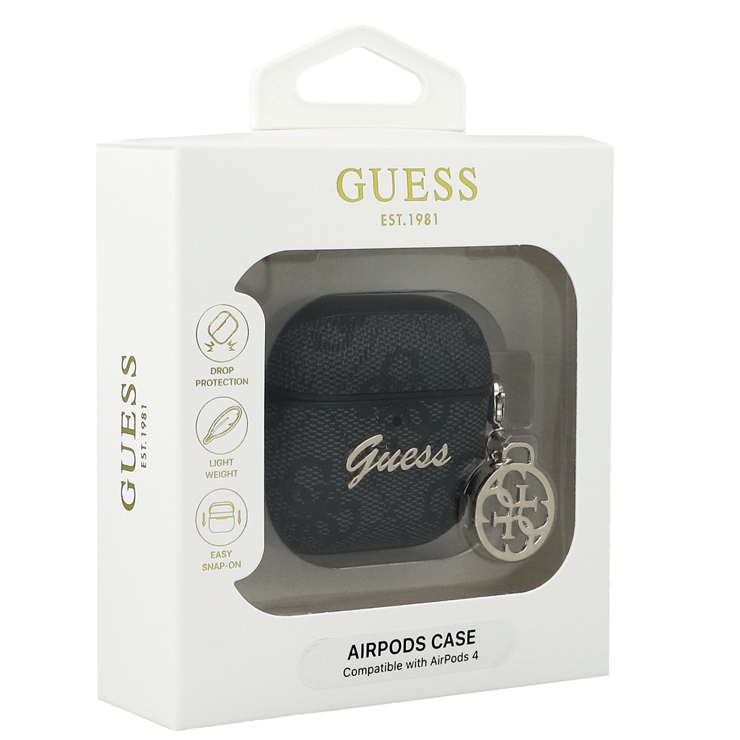 Schutzhülle Guess 4G Charm Collection Case für AirPods 4, Schwarz