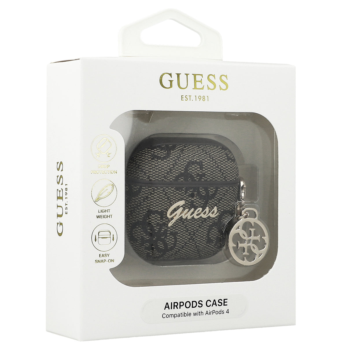 Schutzhülle Guess 4G Charm Collection Case für AirPods 5 / 4, Braun