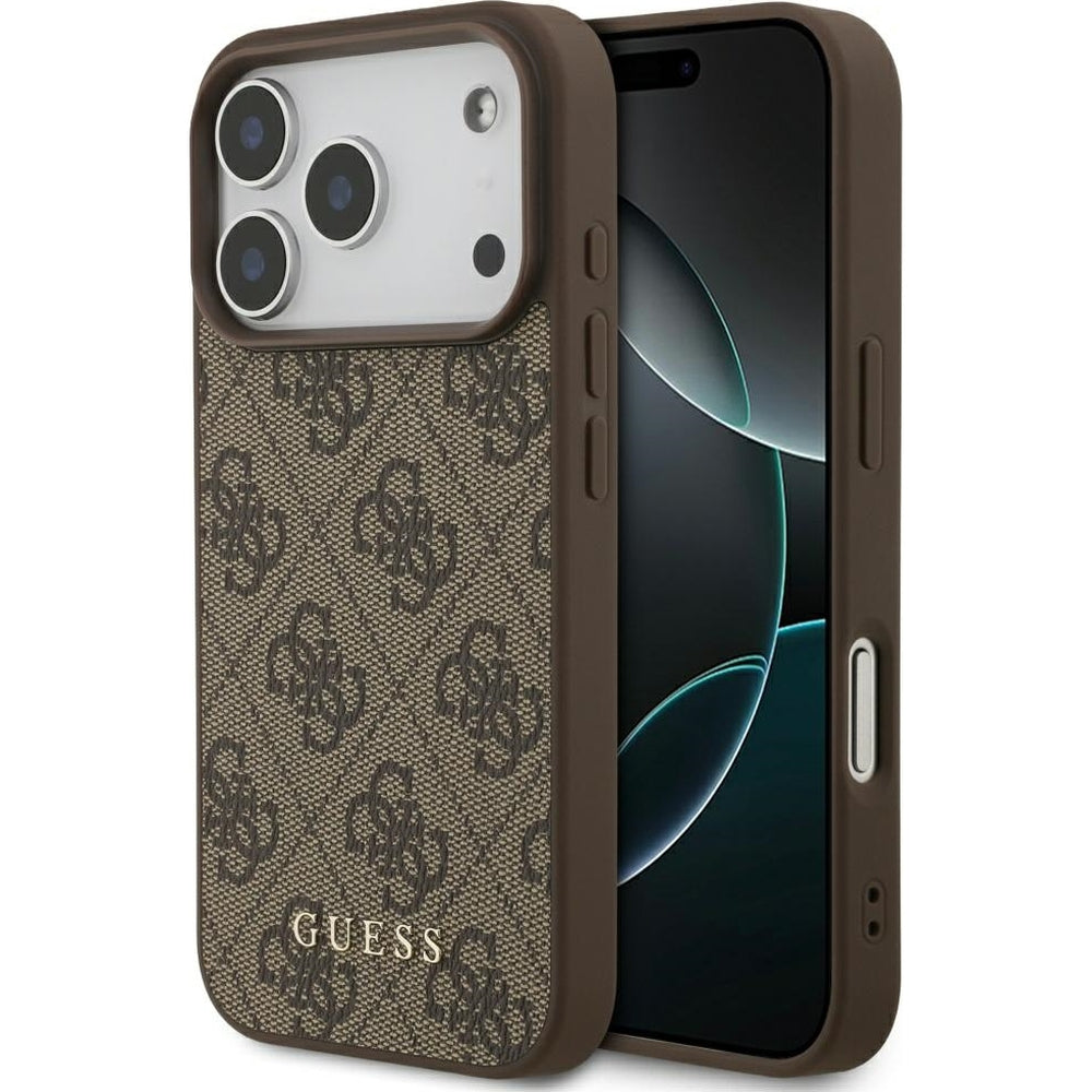 Handyhülle für iPhone 17 Pro, Guess Hardcase 4G Classic, Braun