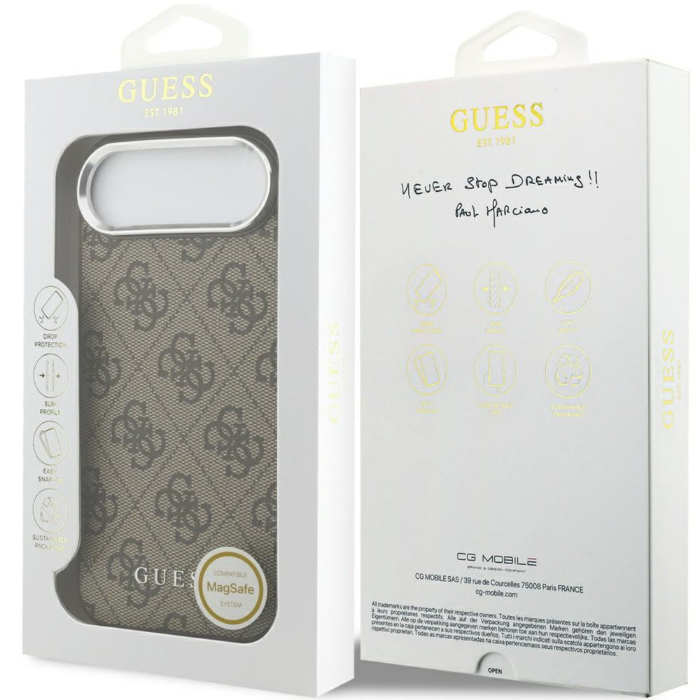 Handyhülle für iPhone Air, Guess Hardcase 4G Classic 4G Logo MagSafe, Braun