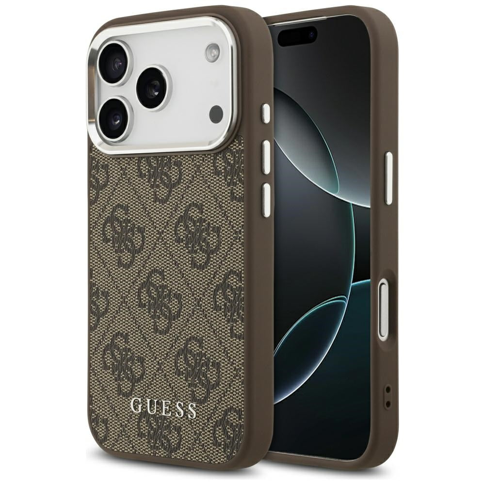 Handyhülle für iPhone 18 Pro / 17 Pro, Guess Hardcase 4G Classic Logo MagSafe, Braun