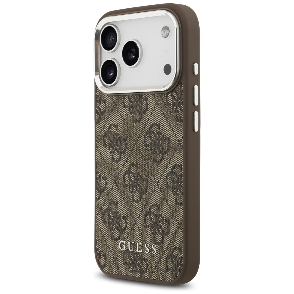 Handyhülle für iPhone 18 Pro / 17 Pro, Guess Hardcase 4G Classic Logo MagSafe, Braun