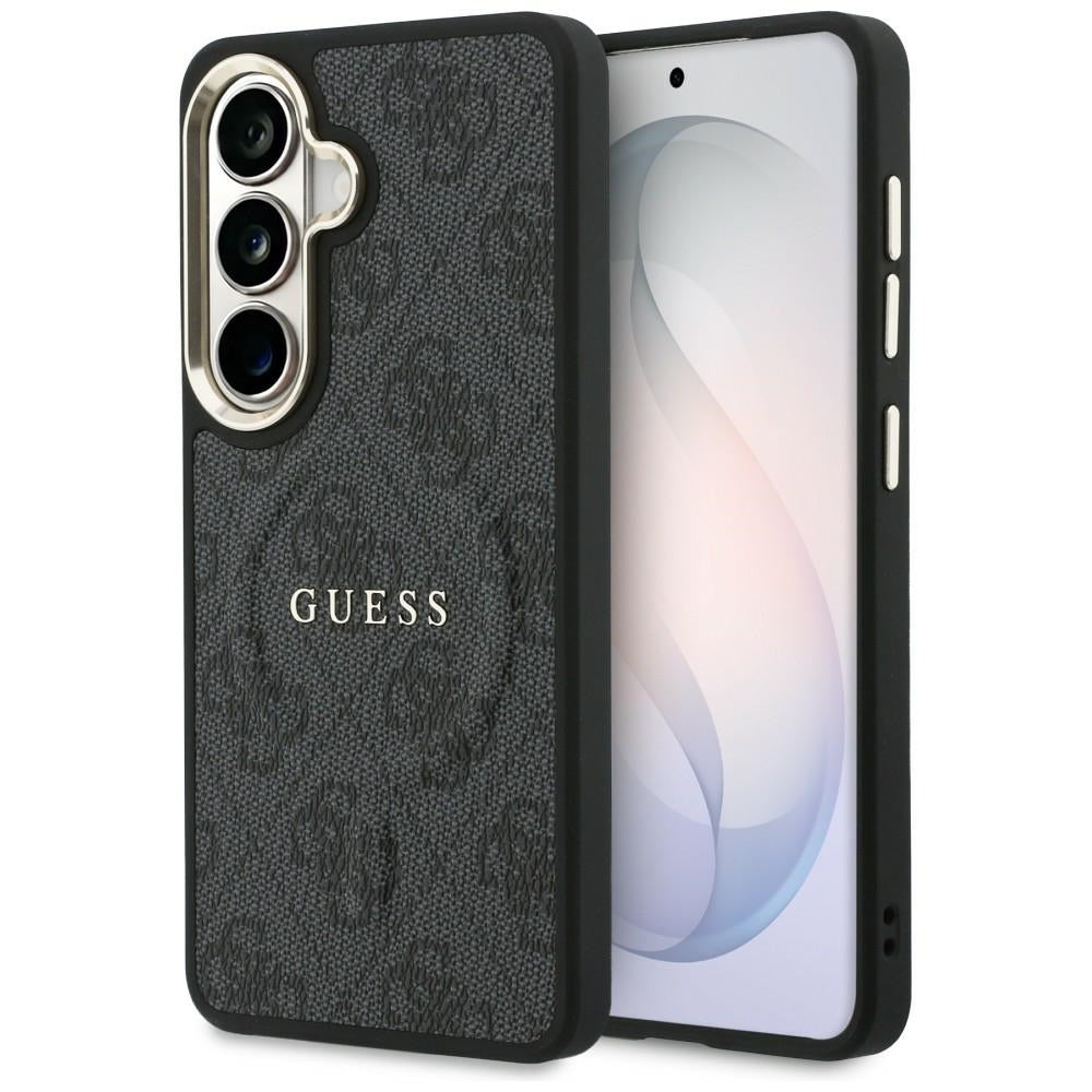 Handyhülle für Galaxy S26, Guess Hardcase Leather Logo MagSafe, Schwarz mit Classic Logo Guess