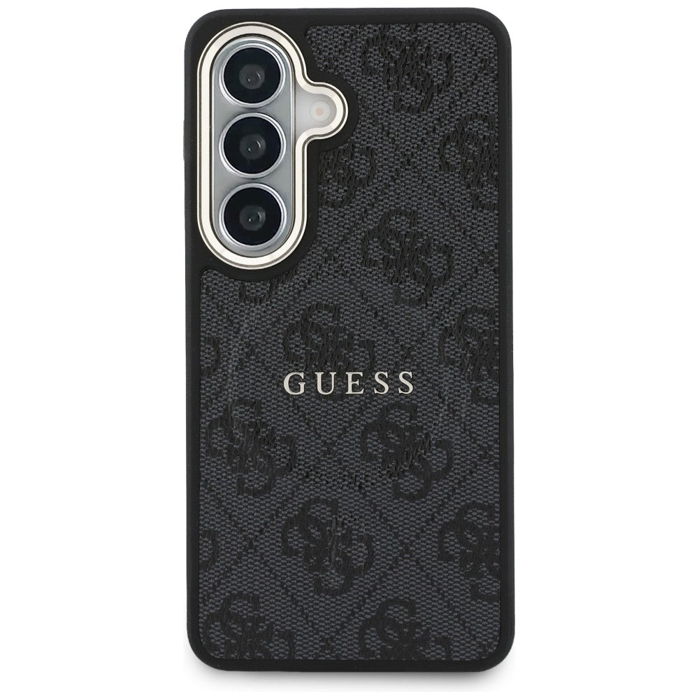 Handyhülle für Galaxy S26, Guess Hardcase Leather Logo MagSafe, Schwarz mit Classic Logo Guess