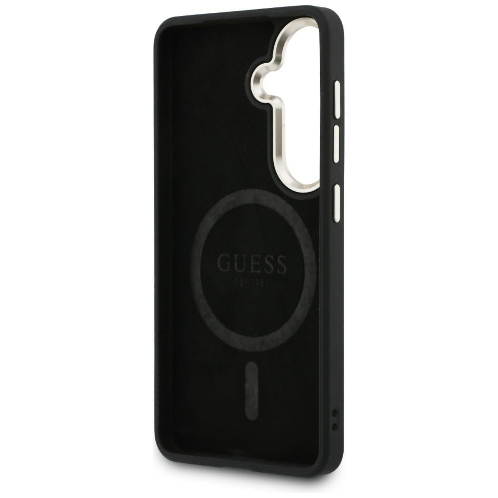 Handyhülle für Galaxy S26, Guess Hardcase Leather Logo MagSafe, Blau mit Classic Logo Guess