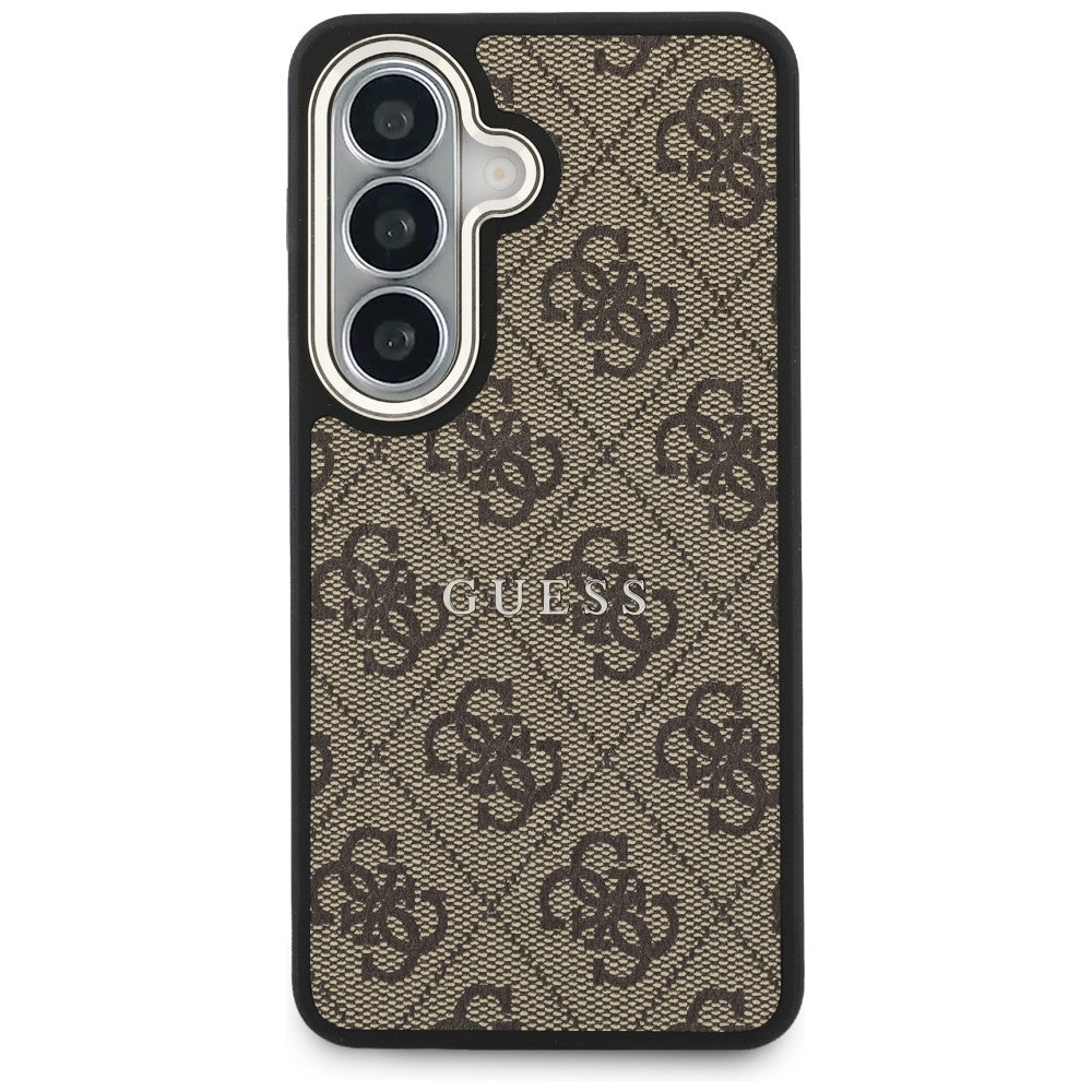 Handyhülle für Galaxy S26 Plus, Guess Hardcase Leather Logo MagSafe, Braun mit Classic Logo Guess