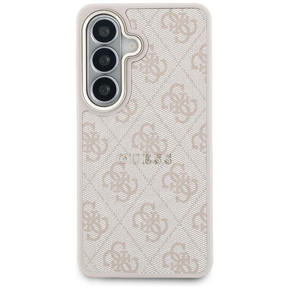 Handyhülle für Galaxy S26, Guess Hardcase Leather Logo MagSafe, Rosa mit Classic Logo Guess