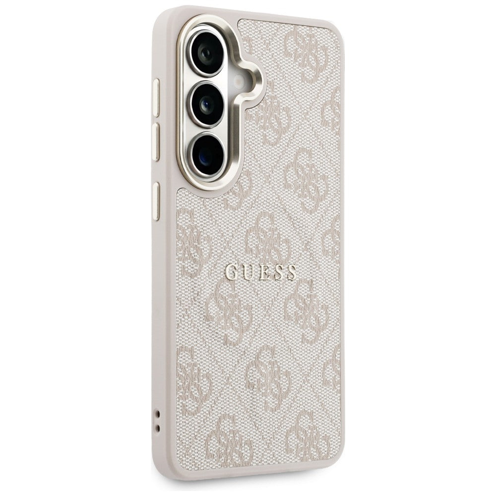 Handyhülle für Galaxy S26, Guess Hardcase Leather Logo MagSafe, Rosa mit Classic Logo Guess