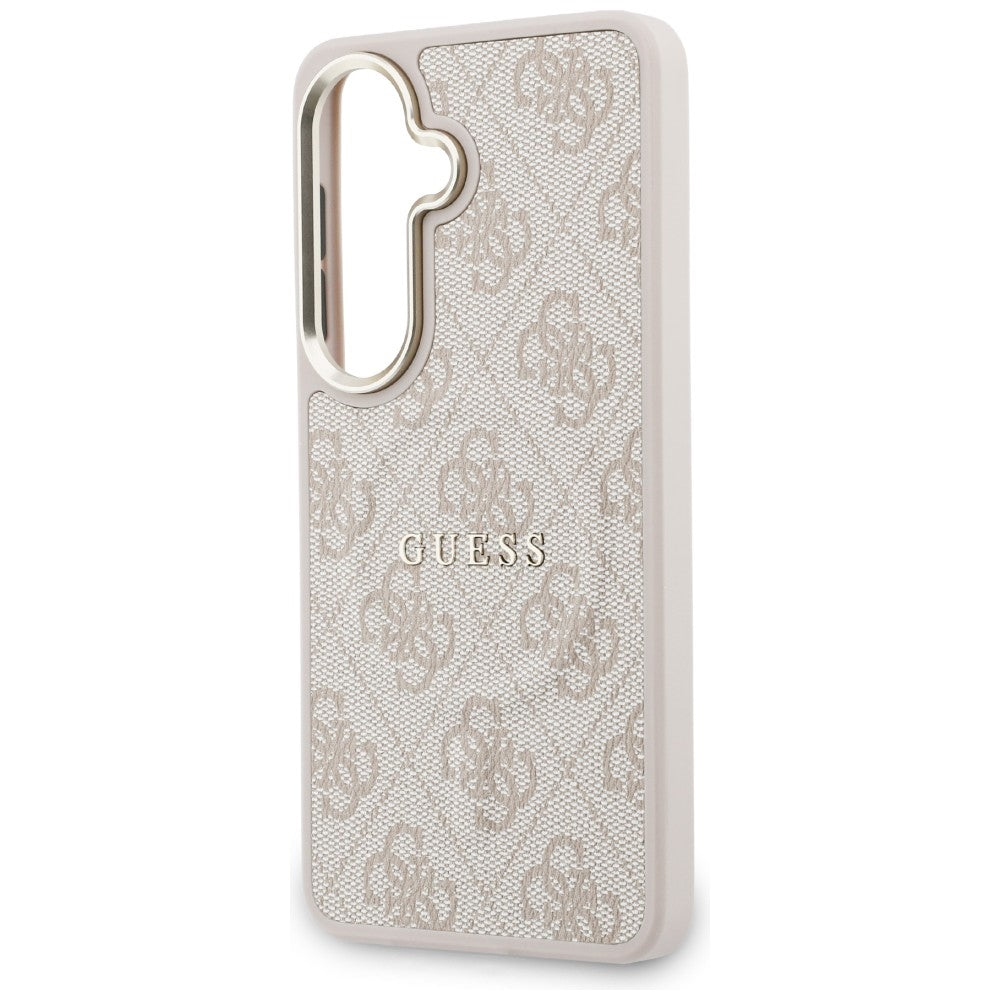 Handyhülle für Galaxy S26, Guess Hardcase Leather Logo MagSafe, Rosa mit Classic Logo Guess