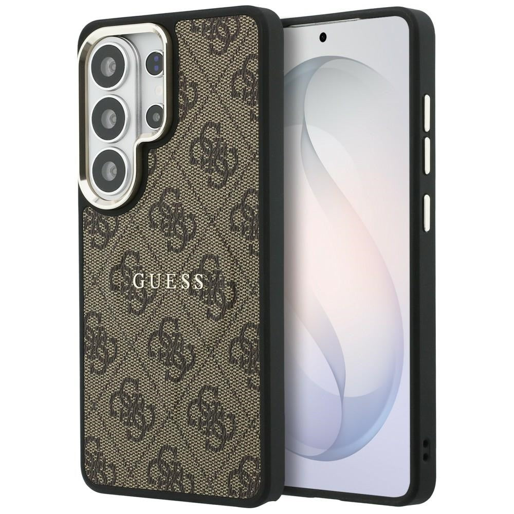 Handyhülle für Galaxy S26 Ultra, Guess Hardcase Leather Logo MagSafe, Braun mit Classic Logo Guess