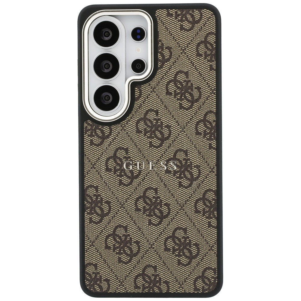 Handyhülle für Galaxy S26 Ultra, Guess Hardcase Leather Logo MagSafe, Braun mit Classic Logo Guess