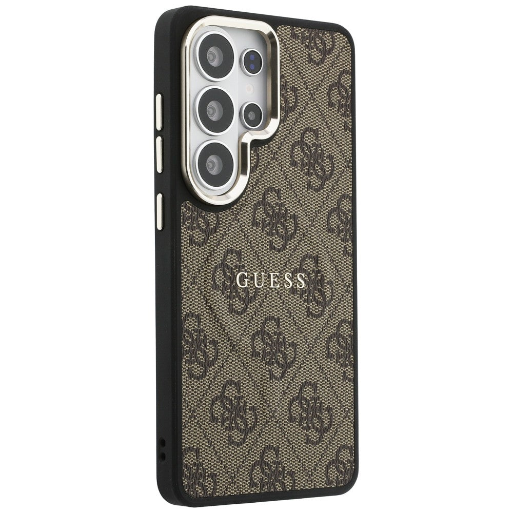 Handyhülle für Galaxy S26 Ultra, Guess Hardcase Leather Logo MagSafe, Braun mit Classic Logo Guess