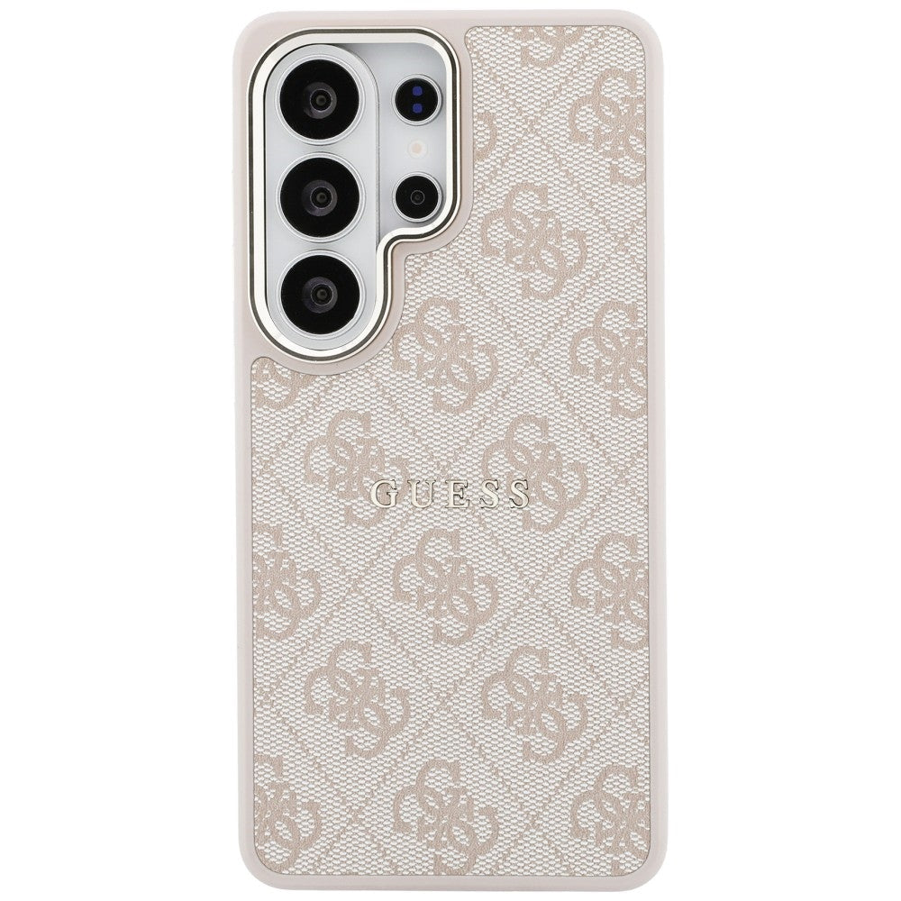 Handyhülle für Galaxy S26 Ultra, Guess Hardcase Leather Logo MagSafe, Rosa mit Classic Logo Guess