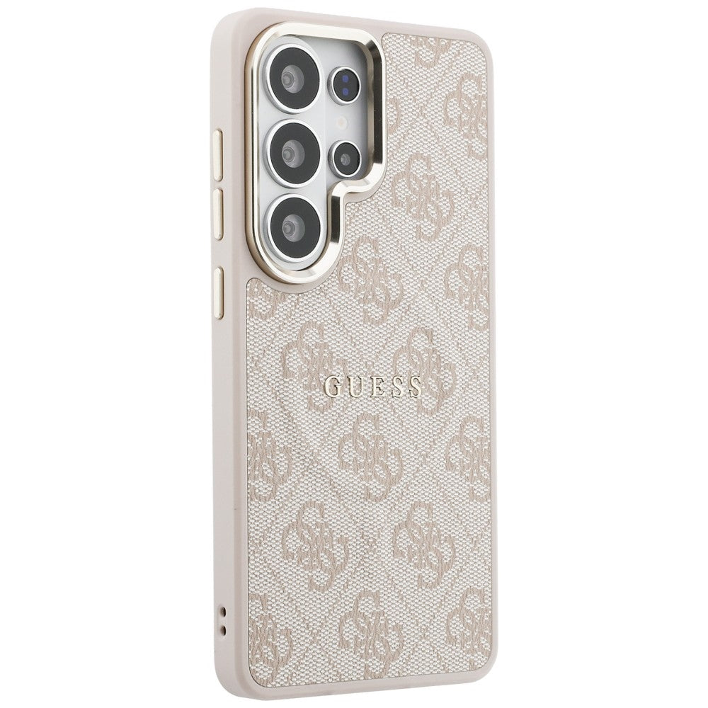 Handyhülle für Galaxy S26 Ultra, Guess Hardcase Leather Logo MagSafe, Rosa mit Classic Logo Guess