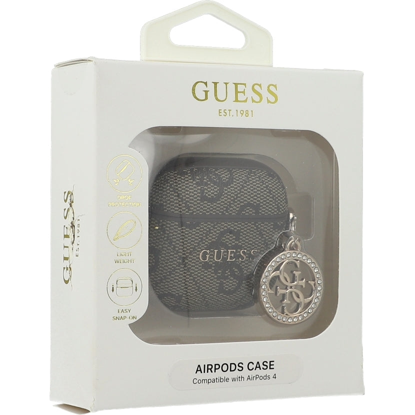 Schutzhülle Guess Strass 4G Charm Case für AirPods 5 / 4, Braun