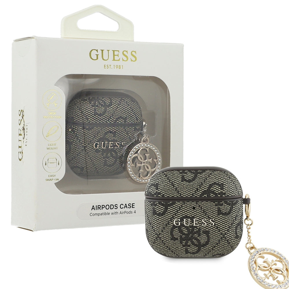 Schutzhülle Guess Strass 4G Charm Case für AirPods 5 / 4, Braun