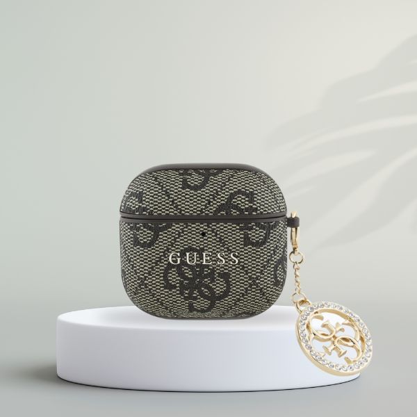 Schutzhülle Guess Strass 4G Charm Case für AirPods 5 / 4, Braun