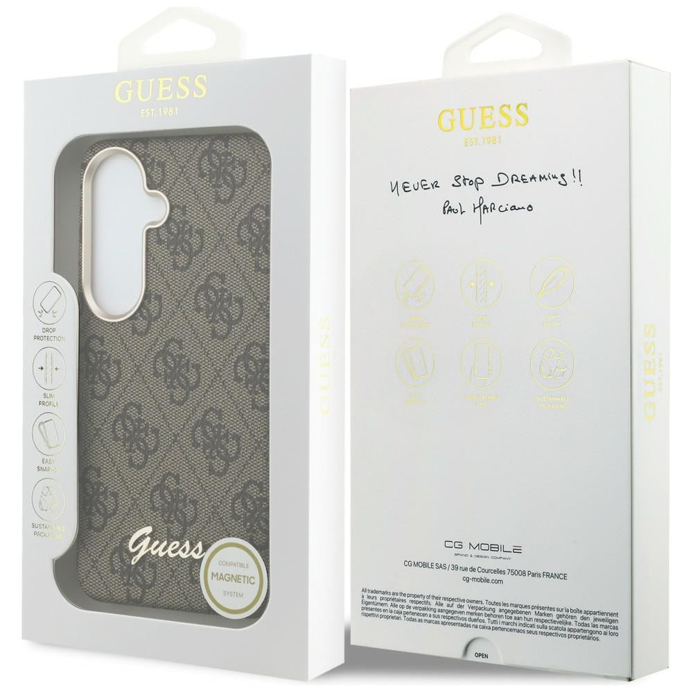 Handyhülle für Galaxy S26, Guess Saffiano Classic Logo MagSafe, Braun mit Classic Logo Guess