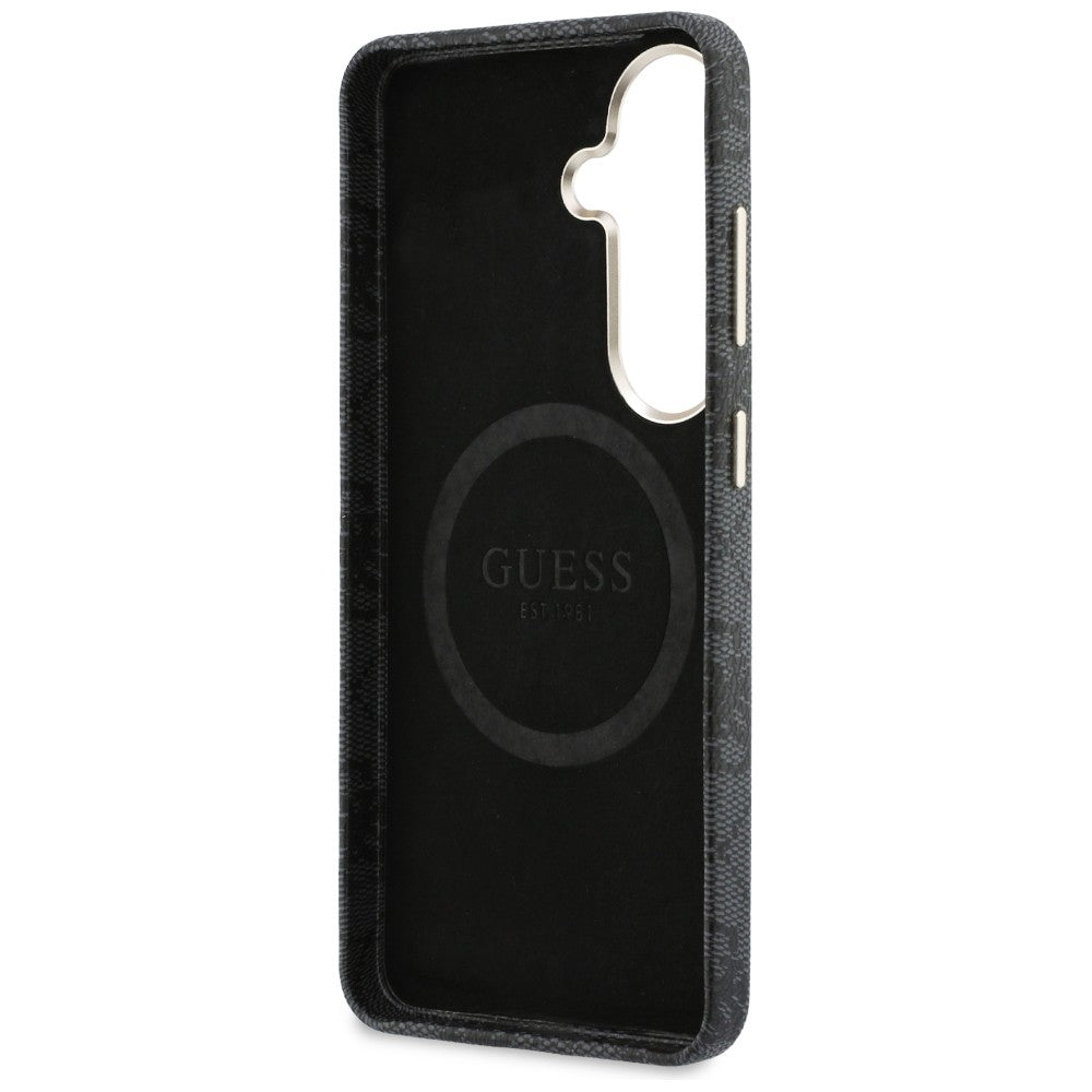 Handyhülle für Galaxy S26, Guess Saffiano Classic Logo MagSafe, Schwarz mit Classic Logo Guess