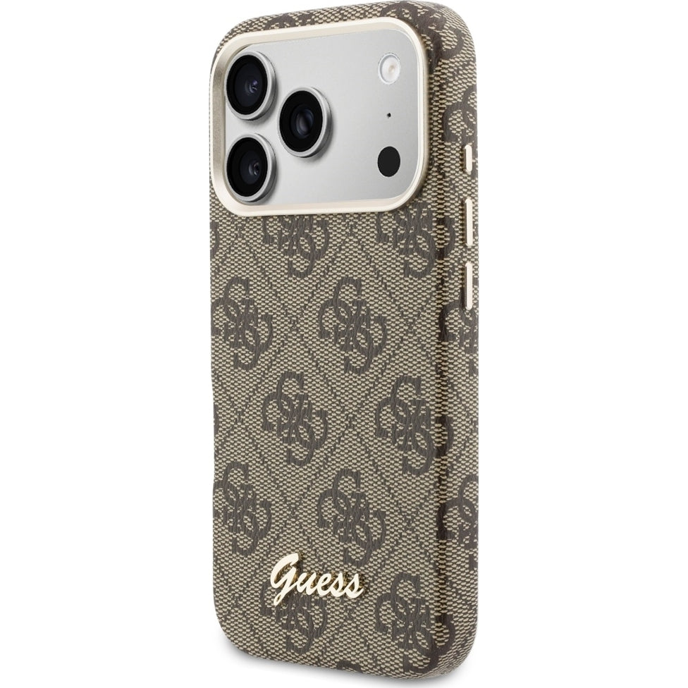 Handyhülle für iPhone 17 Pro Max, Guess Script 4G Logo für MagSafe , Braun