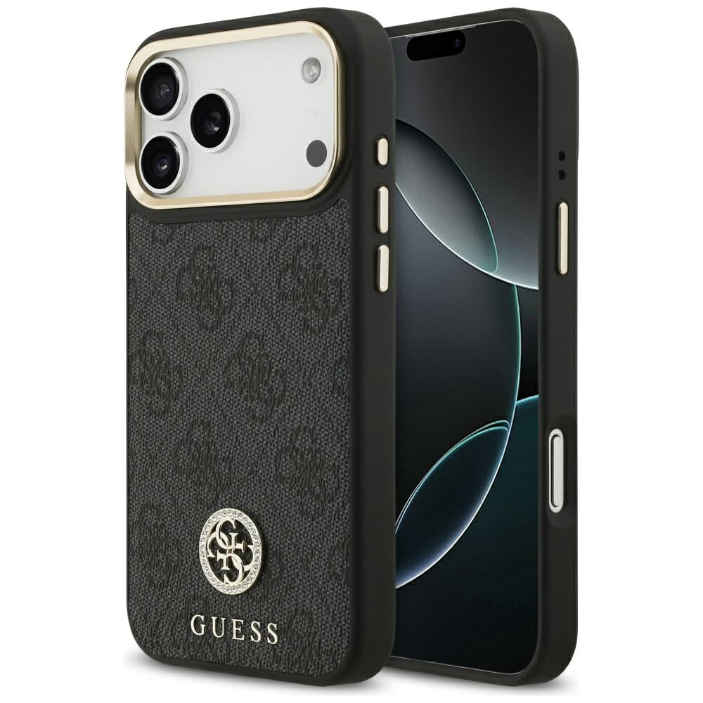 Handyhülle für iPhone 18 Pro Max / 17 Pro Max, Guess 4G Strass Logo. mit MagSafe, Schwarz