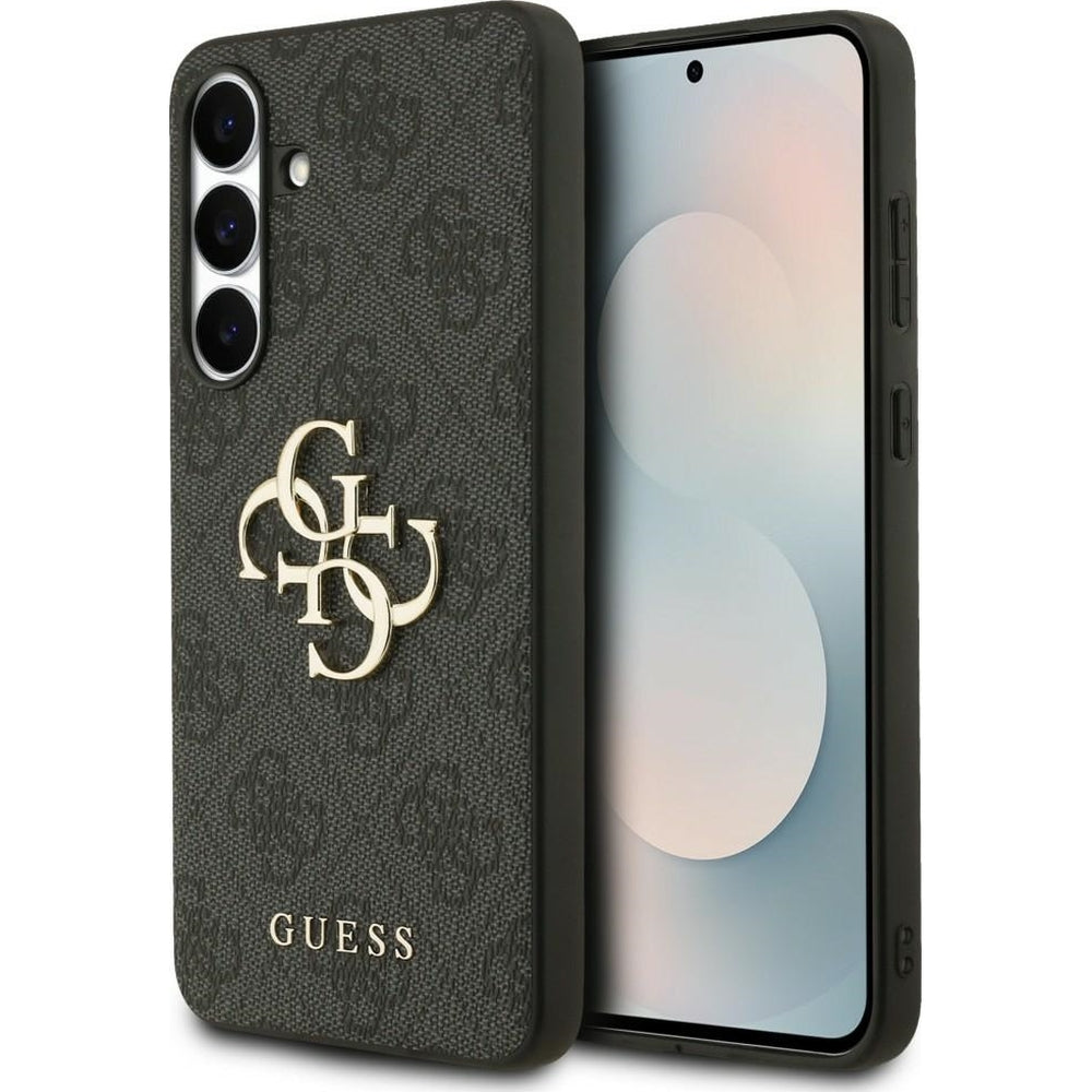 Handyhülle für Galaxy S25 FE, Guess Hardcase 4G Big 4G Classic Logo, Schwarz mit Goldenen Elementen