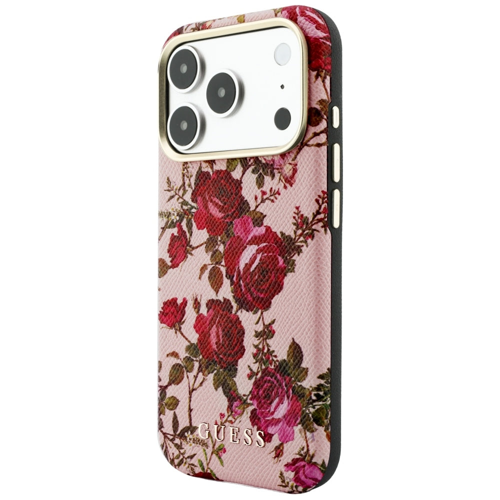Guess Handyhülle Blossom Roses Print MagSafe für iPhone 18 Pro / 17 Pro, Rosa mit Blumenmotiv (2/8)