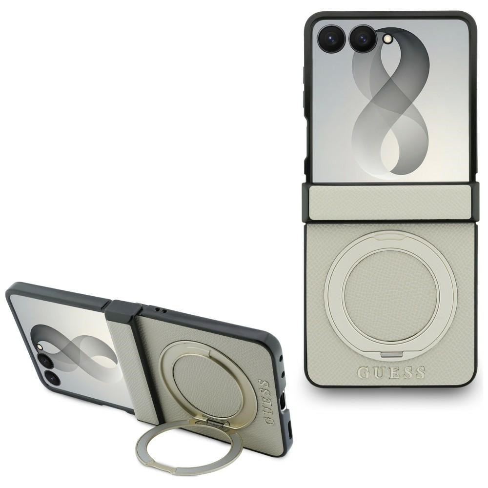 Handyhülle Guess Magnetic Ring Stand Classic für Galaxy Z Flip8 mit MagSafe, Beige