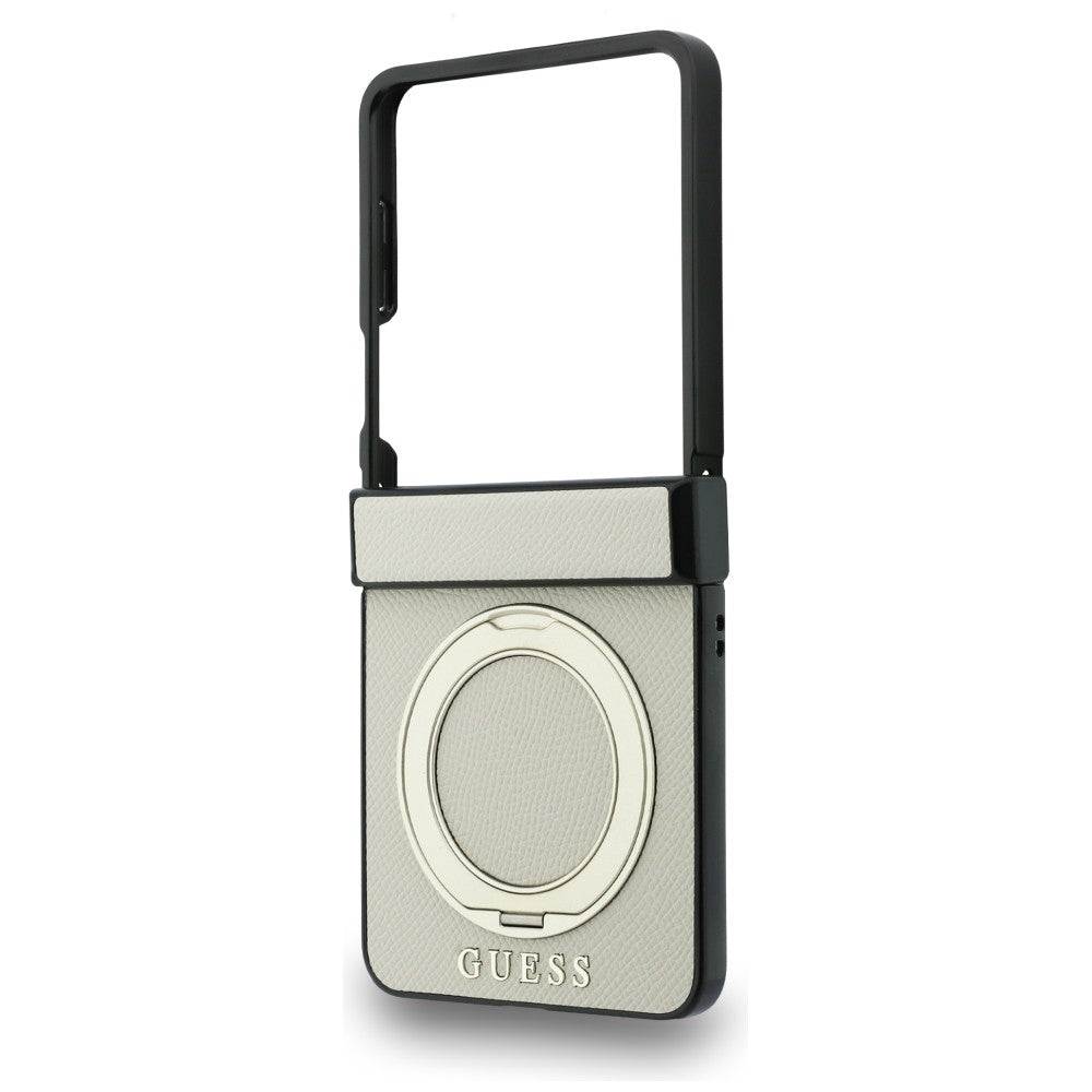 Handyhülle Guess Magnetic Ring Stand Classic für Galaxy Z Flip8 mit MagSafe, Beige