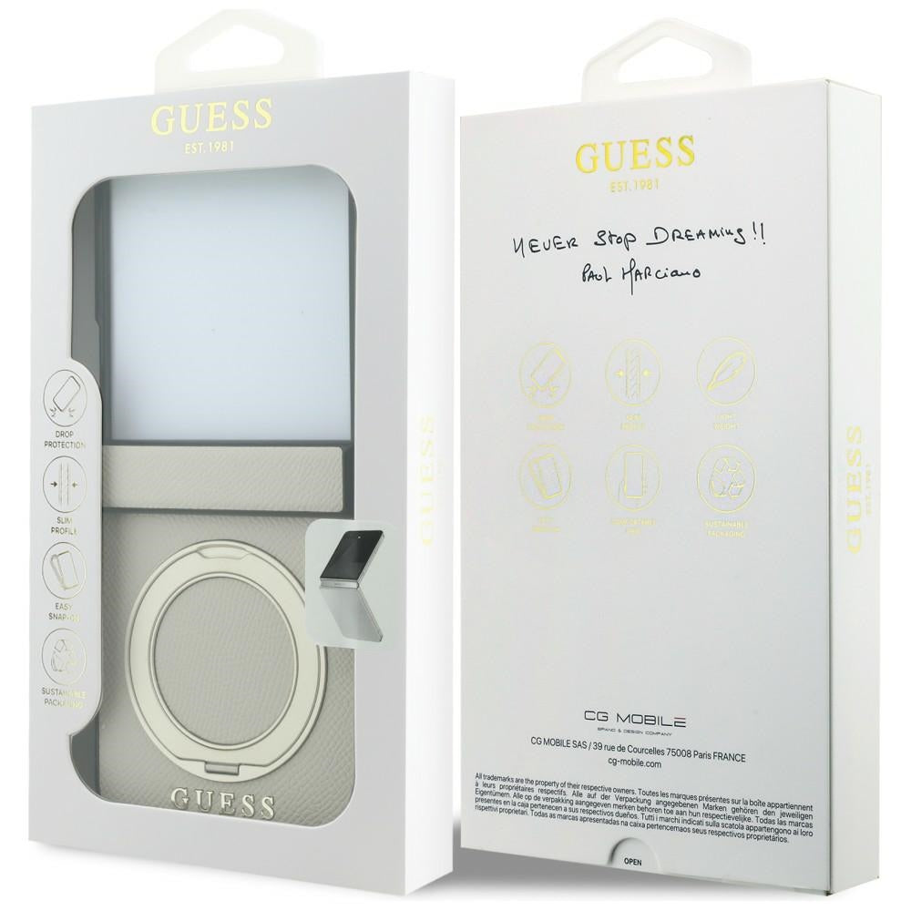 Handyhülle Guess Magnetic Ring Stand Classic für Galaxy Z Flip8 mit MagSafe, Beige