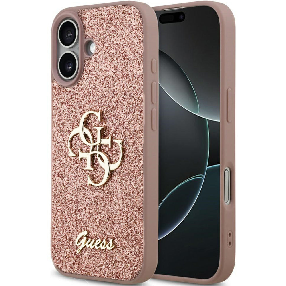 Handyhülle für iPhone 17, Guess Fixed Glitter Big 4G, Rosa-Glitter