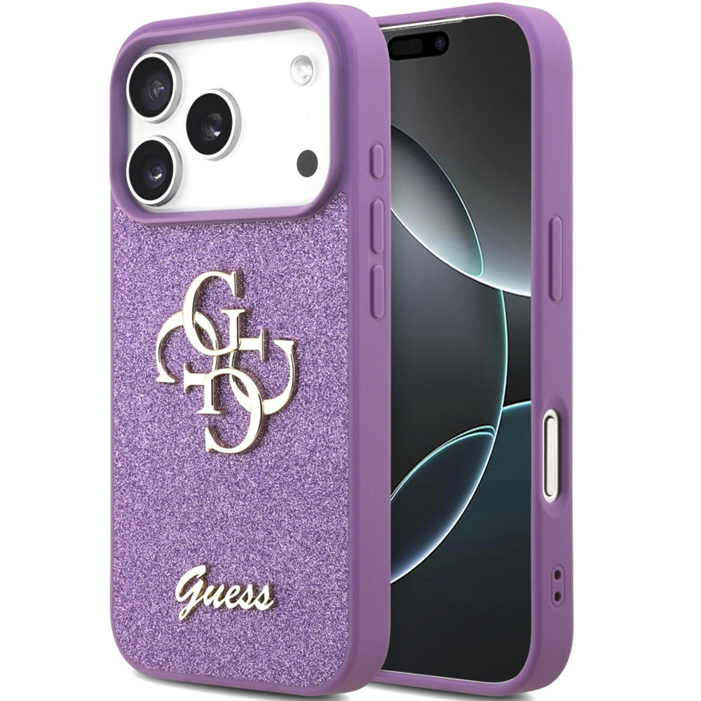 Handyhülle für iPhone 17 Pro, Guess Fixed Glitter Big 4G, Violett -Gli