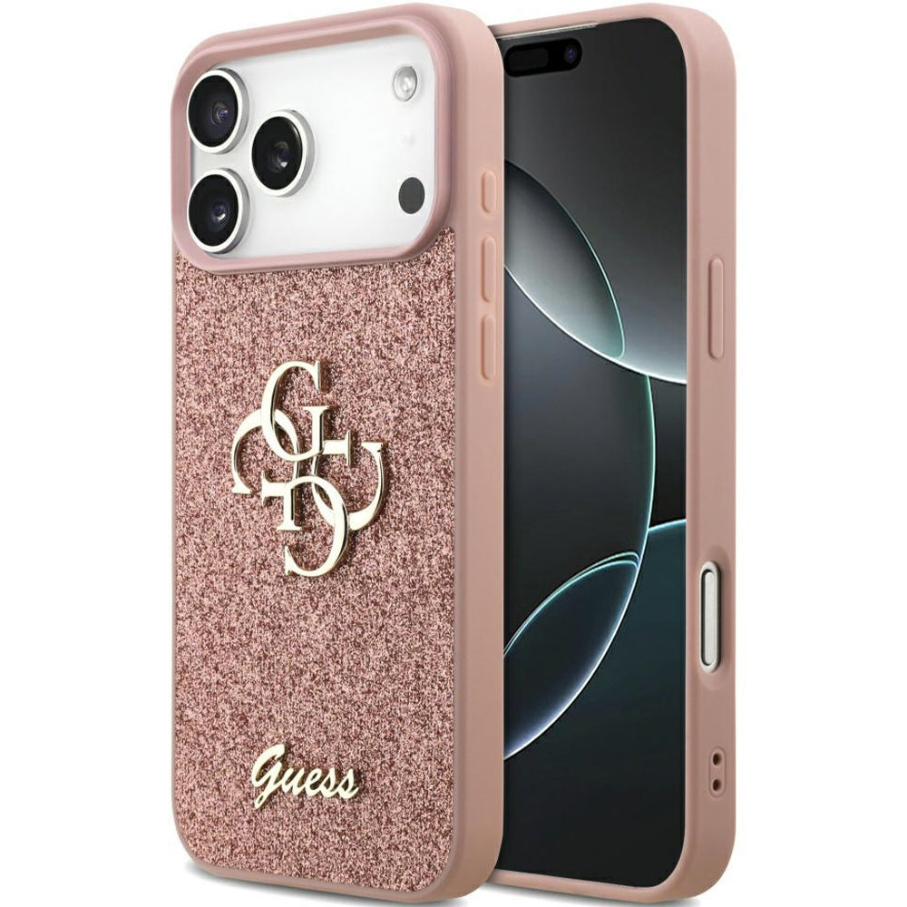 Handyhülle für iPhone 18 Pro Max / 17 Pro Max, Guess Fixed Glitter Big 4G, Rosa-Glitter