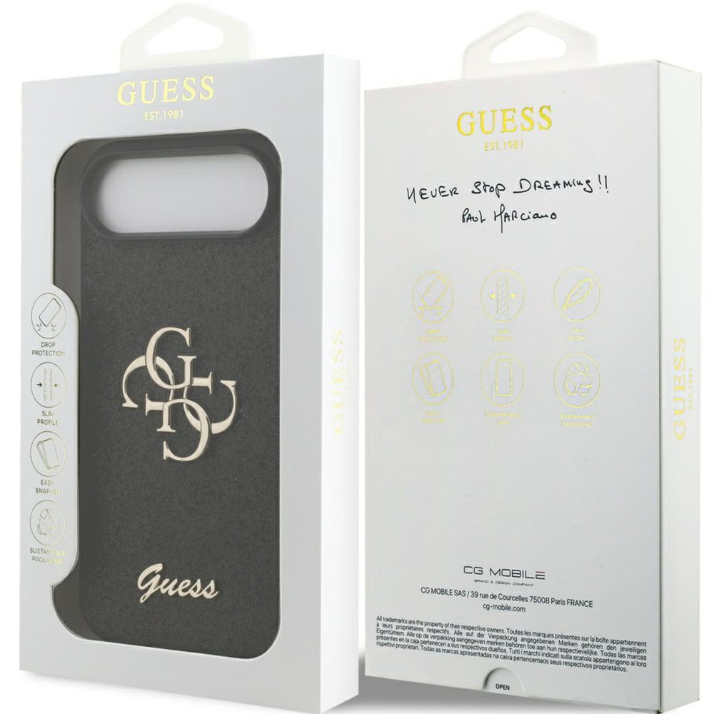 Handyhülle für iPhone Air, Guess Fixed Glitter Big 4G, Schwarz-Glitter